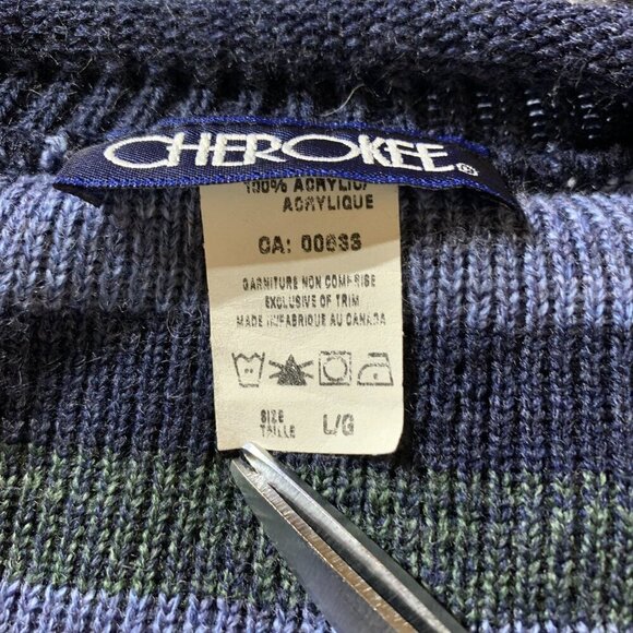 Vintage 90s Cherokee Blue Striped V-Neck Sweater - Picture 6 of 10
